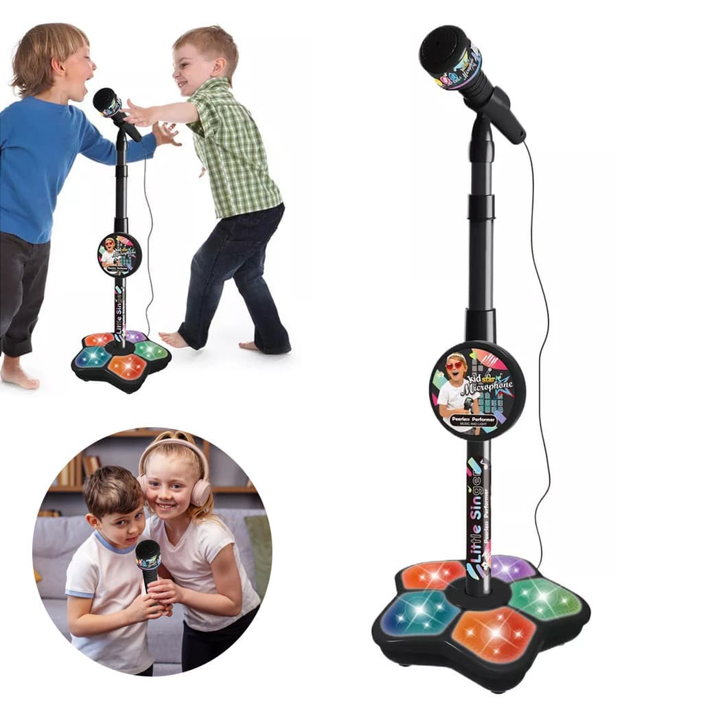Microfone Karaokê C/ Pedestal + Luzes Use No Celular