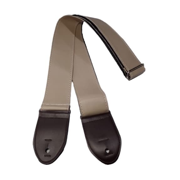Correia Couro Sintetico Marfim 5 cm Violao/Guit/ Baixo -JPG