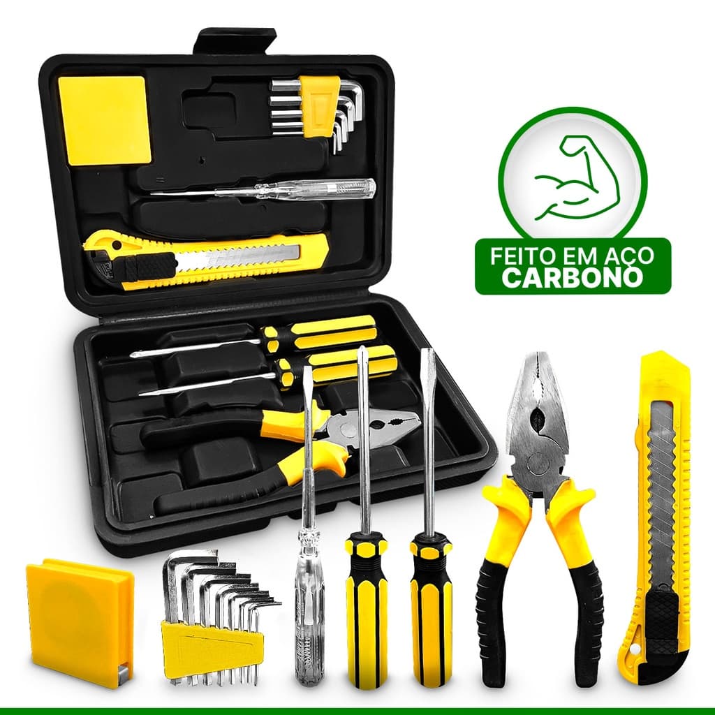 Kit de Ferramentas Com Maleta 11 Peças Alicate Chave Phillips Fenda