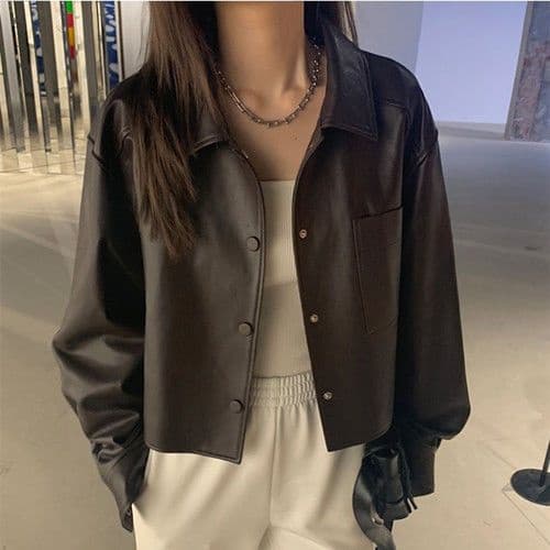 Mulheres jaqueta de couro jaqueta curta primavera outono inverno Popular motocicleta estilo ocidental feminino All-Match
