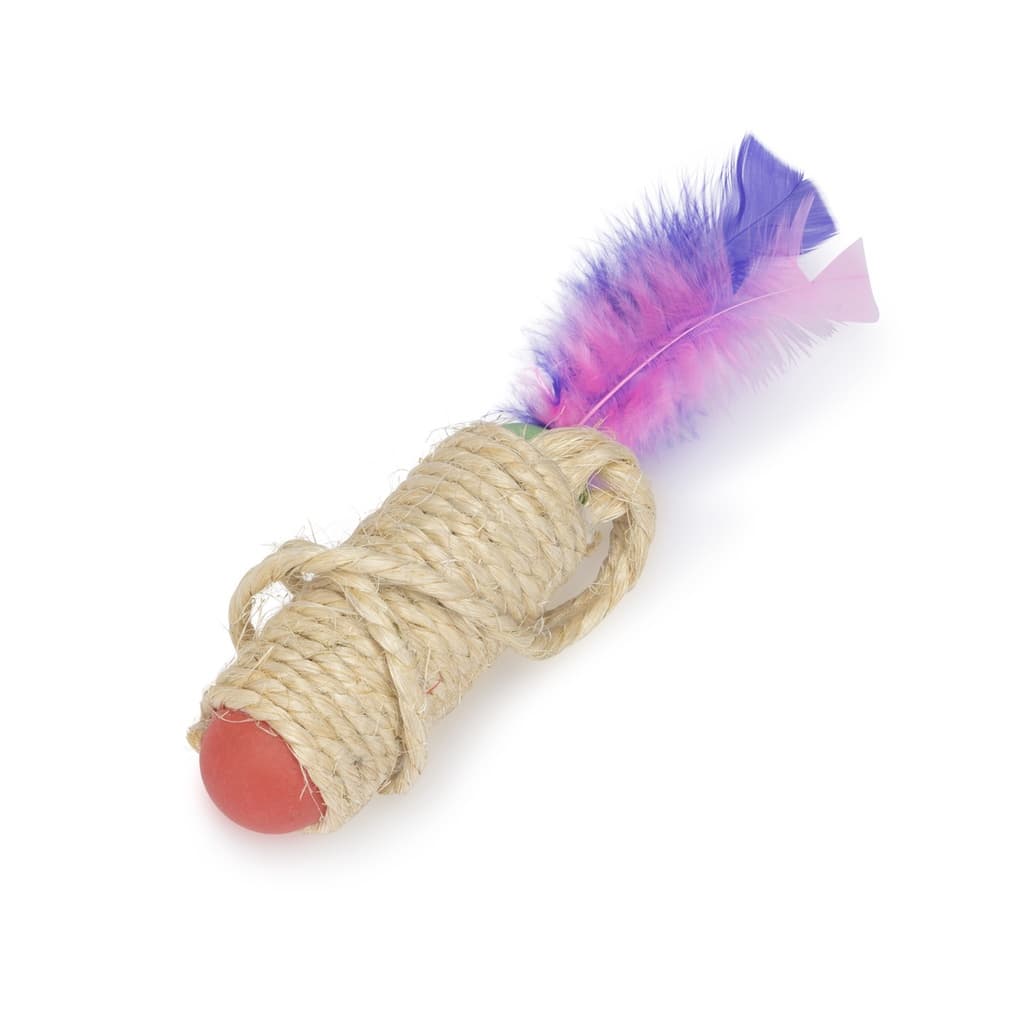 Brinquedo para Gato Arranhador Sisal Chocalho e Penas Colors