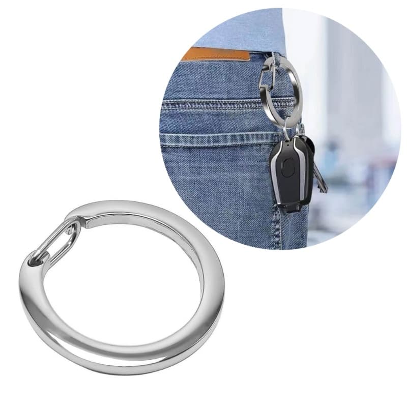 YOIOI 3 Peças De Aço Inoxidável Redondo Com Fecho De Mola Chaveiro Fivela C Metal Aberta Anéis Divididos Porta-Chaves Ti