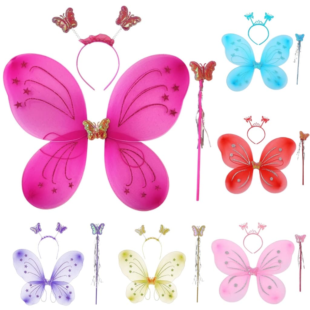 Asa De Borboleta Com Conjunto De Varinha E Tiara Para Festa E Fantasia