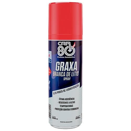 Graxa Branca De Lítio Spray 300ml Car80 lubrificação Intensa Proteção contra ferrugem e Fácil Aplicação