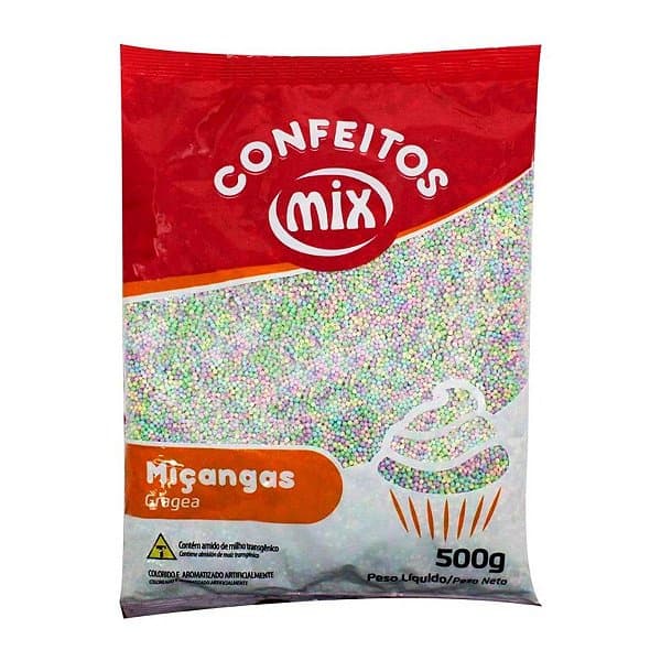 Confeito Granulado Miçanga Candy Collors para decoração de bolos 500g - Mix