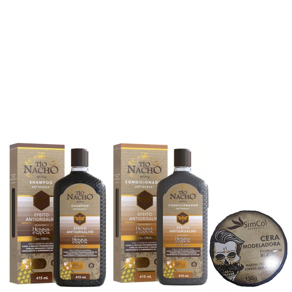 Kit Antigrisalho Shampoo/Condicionador/Pomada Modeladora