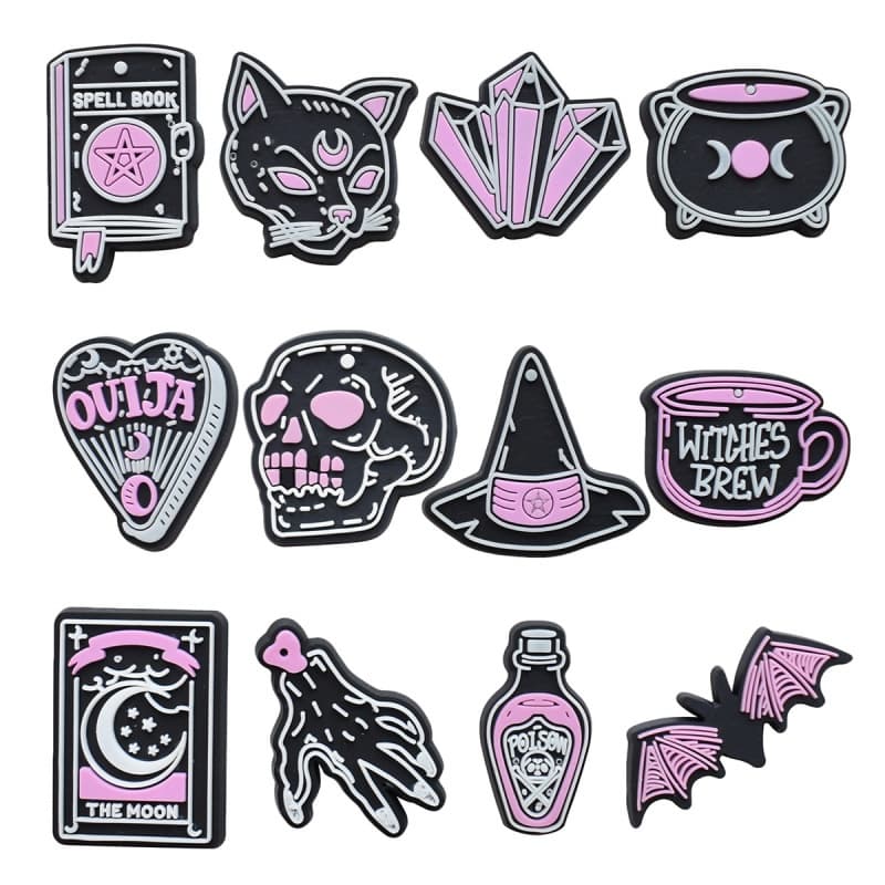 Encantos de sapatos de decorações de Halloween acessórios de PVC com botão e sandálias pinos de pingente com presentes