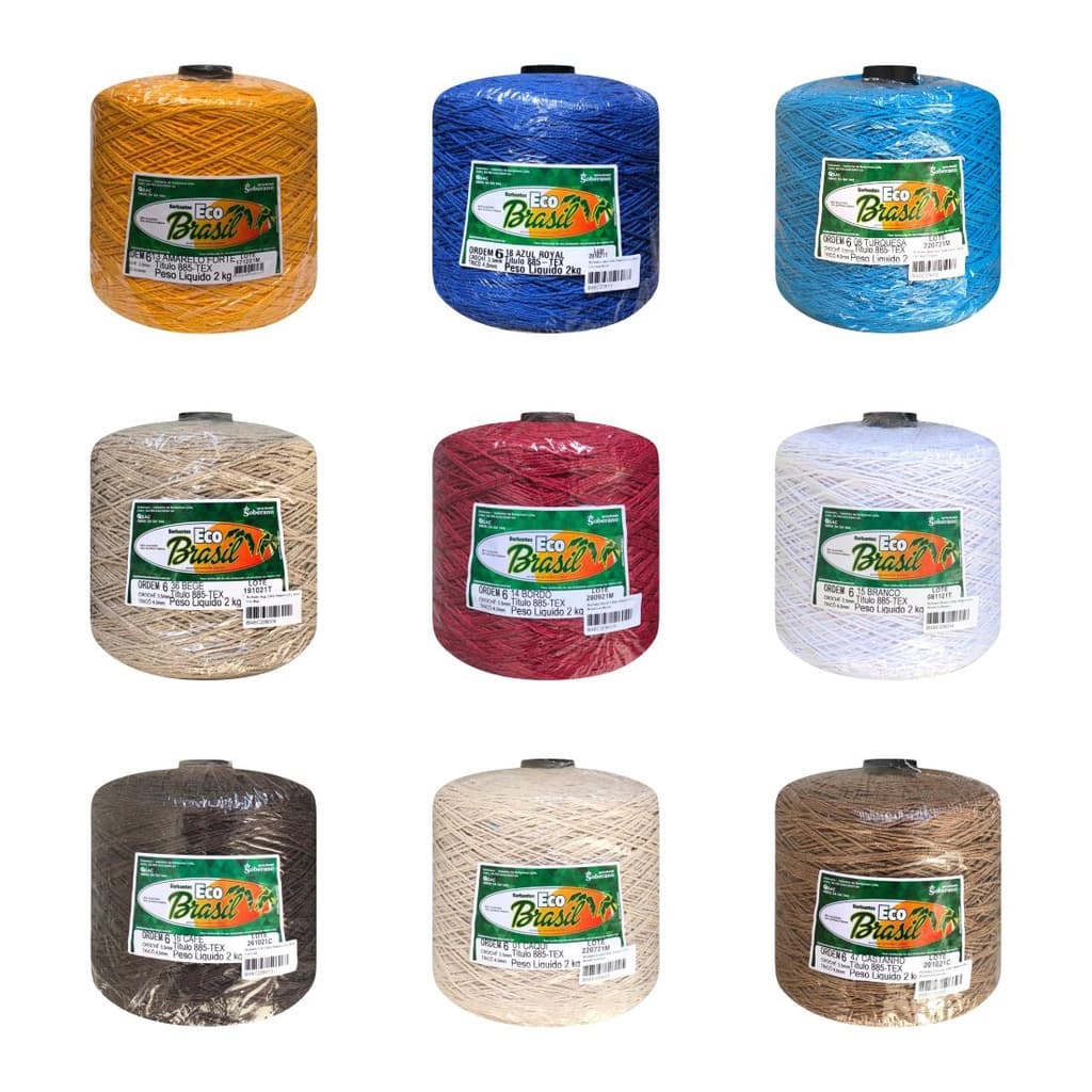 Linha De Crochê Colorida 6 Fios 2 Kg Eco Brasil Barbante Para Crochê