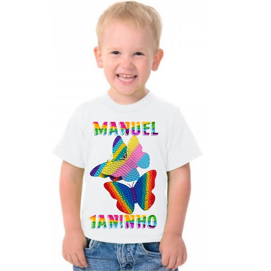 Camiseta Infantil Pop It Personalizados Nome Idade
