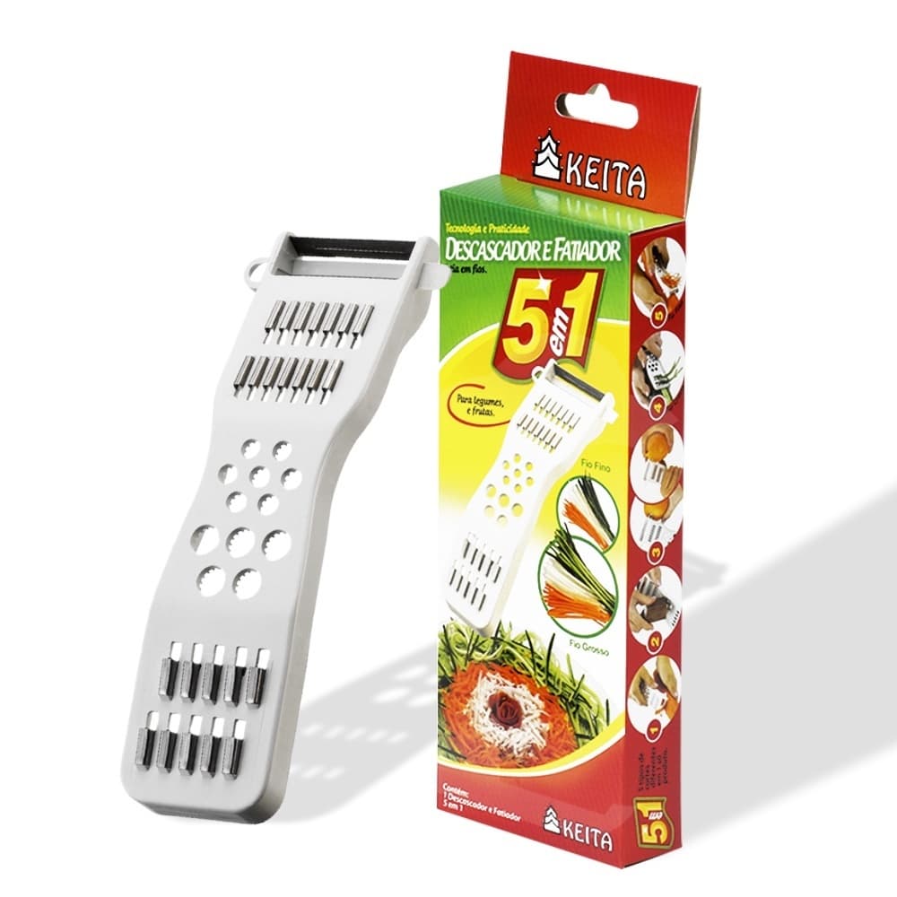 Descascador Fatiador  Ralador 5 Em 1 Frutas Legumes Keita FACILITE SUA VIDA Lâmina Aço