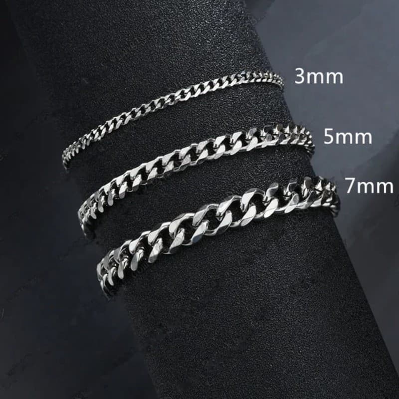 Pulseira masculina fina aço inox Legítimo cirúrgico prata 1×1