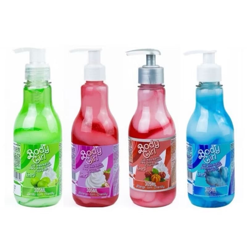 Body Girl Gel Hidratante p/ Corpo e Virilha Morango com Chantilly - Limão - Pitanga e Algodão Doce