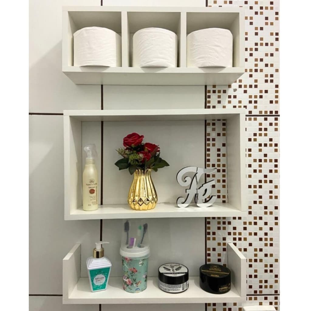 Nicho Prateleira Branco 3 Peças Mdf Para Banheiro, Quarto Acompanha Parafusos e Buchas mdf qualidade