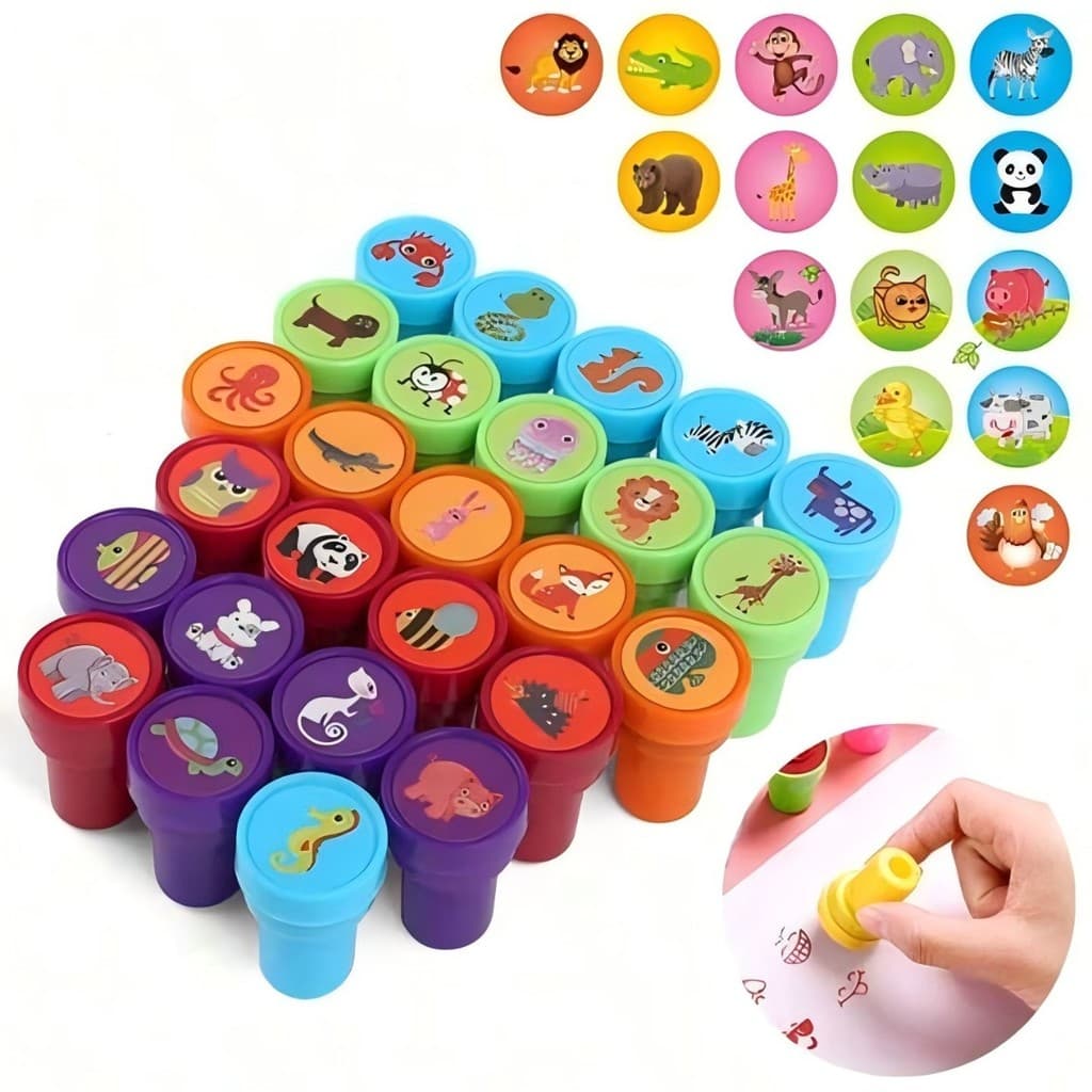 Kit 6 Carimbos Animais Marinhos/Emoji /Pet/Princesas/Sortido Brinquedo Portátil