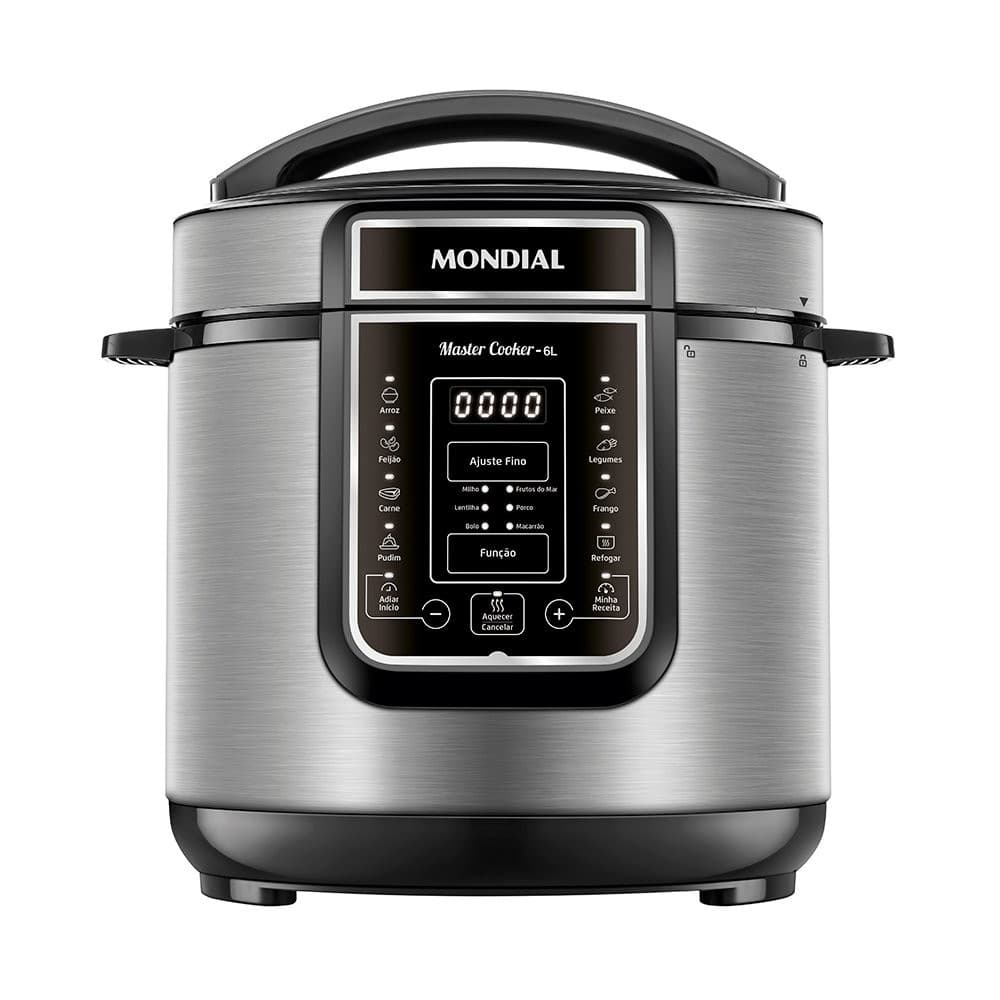 Panela de Pressão Elétrica Mondial PE-60-6L-I - 6 Litros, Preto/Inox