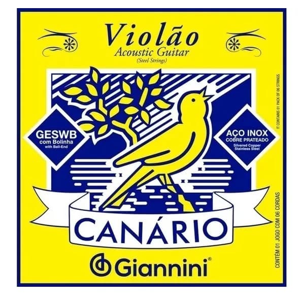ENCORDOAMENTO GIANNINI VIOLAO AÇO COM BOLINHA GESWB CANARIO