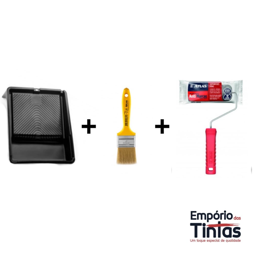 KIT BANDEJA 1,3L + TRINCHA 2 POLEGADAS + ROLO DE ESPUMA 9 CM - Kit Pintura - Pintura Profissional - pintor - pincel
