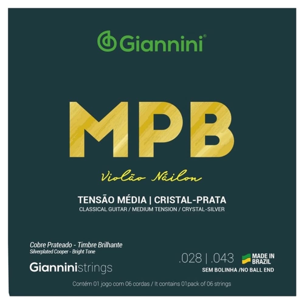 ENCORDOAMENTO GIANNINI VIOLÃO GENWS NYLON CRISTAL/PRATA