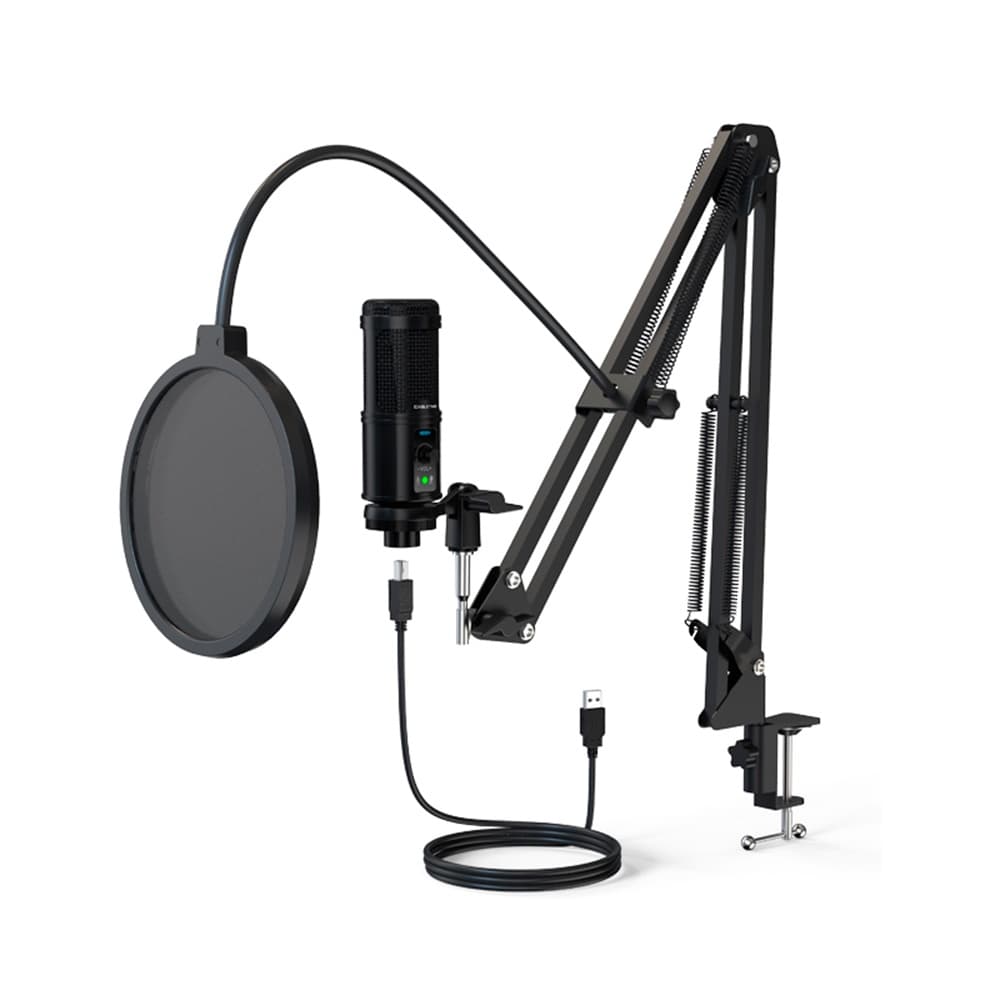 Microfone CableTime Condensador Cardioide Suporte Mesa Preto