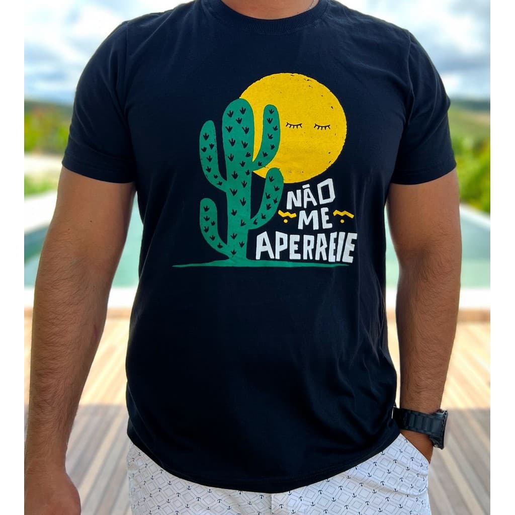 Camisa masculina T-shirt camiseta algodão nordestina não me aperreie nodeste