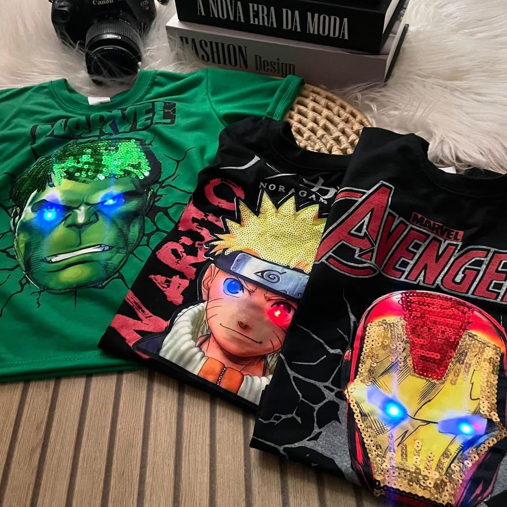 Camiseta de LED Personagem Infantil