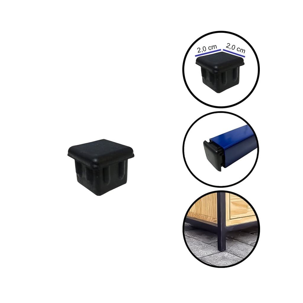 Ponteira Interna 20x20mm Protetor Chão Para Cadeiras Estruturas Criados Metalon Tubo Quadrado