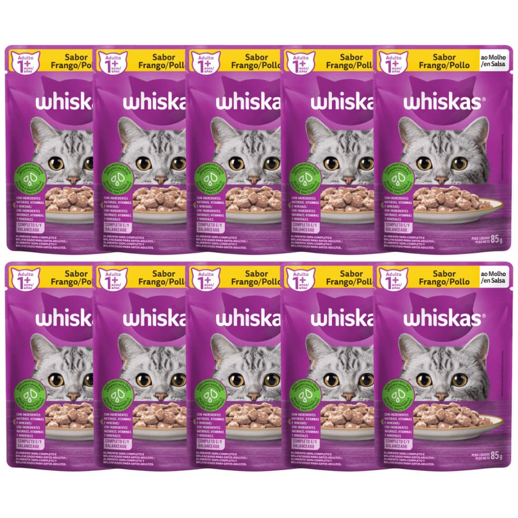 Whiskas Sachê Para Gatos Adultos Frango ao Molho - 85g Cada Sachê Em Combo