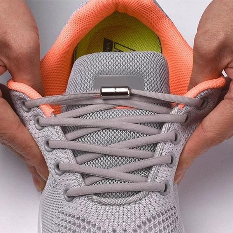 Cadarços Redondos Elásticos para Adultos com Travas de Metal Anti Solto para Esportes