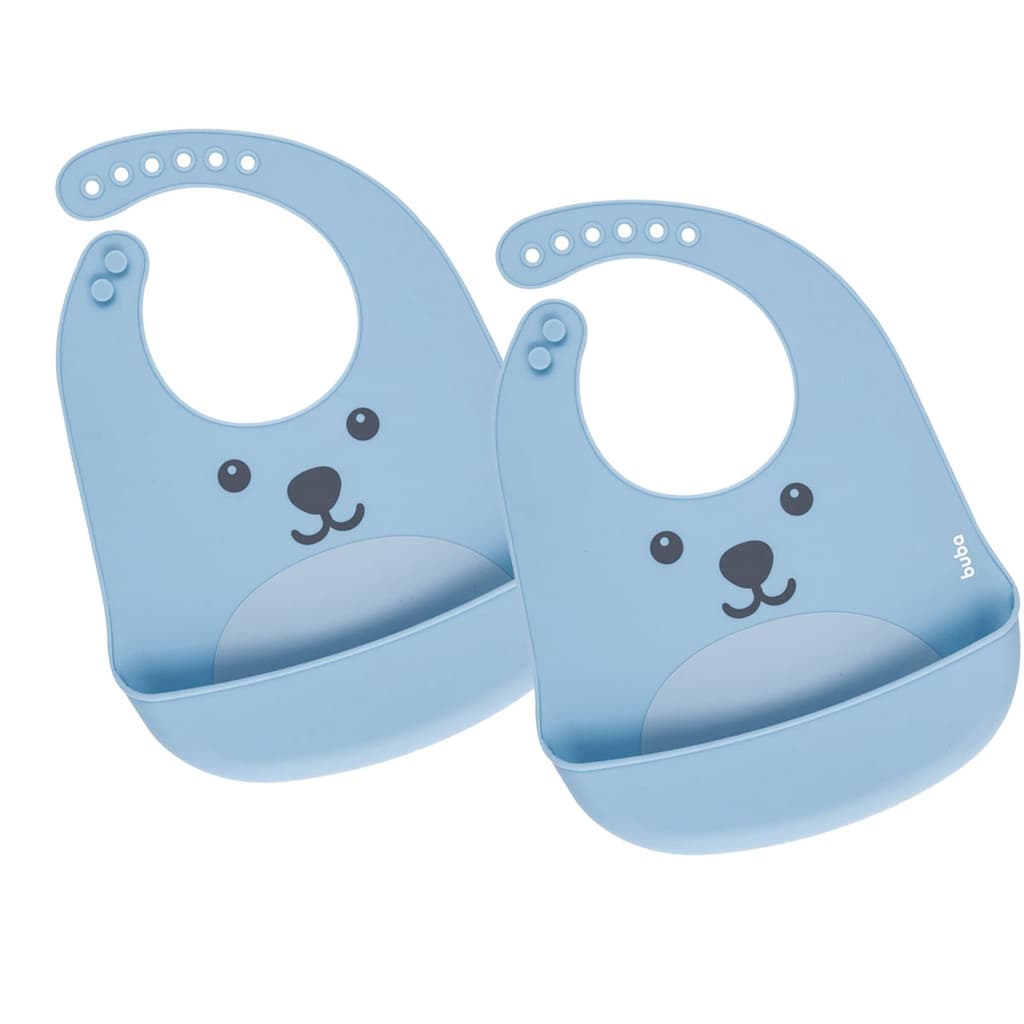 Kit com 2 Babadores Gumy Bolso Pega Migalhas Silicone Impermeável Refeição Buba