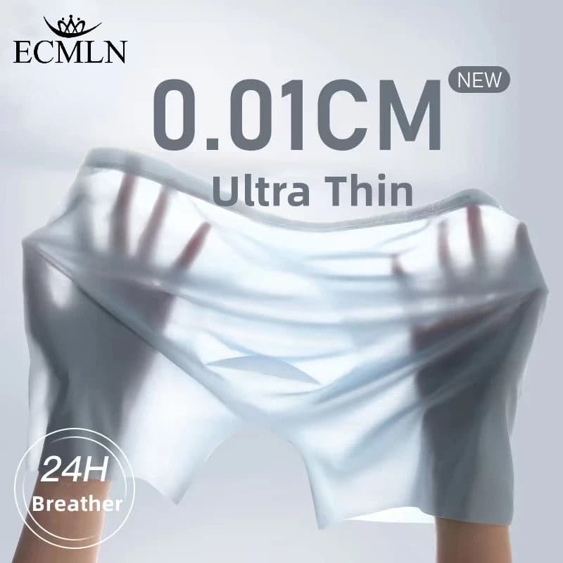 ECMLN Boxer Masculino Ice Silk Sem Costura Ultra-Fino Respirável L-4XL