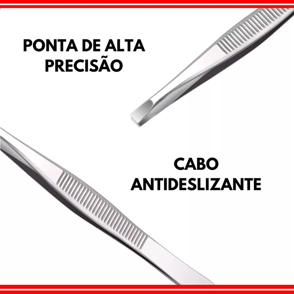 Kit De 2 Pinças Profissional Design De Sobrancelhas Inox