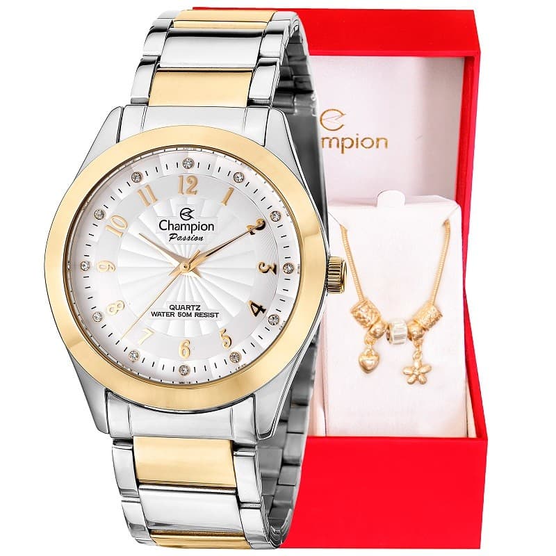 Relógio De Pulso Feminino  Champion Bicolor Analógico CN29409S CN29409S + Pulseira Berloque