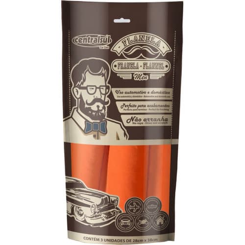 Kit Com 3 Flanelas Centralsul Não Risca Limpeza Automotiva