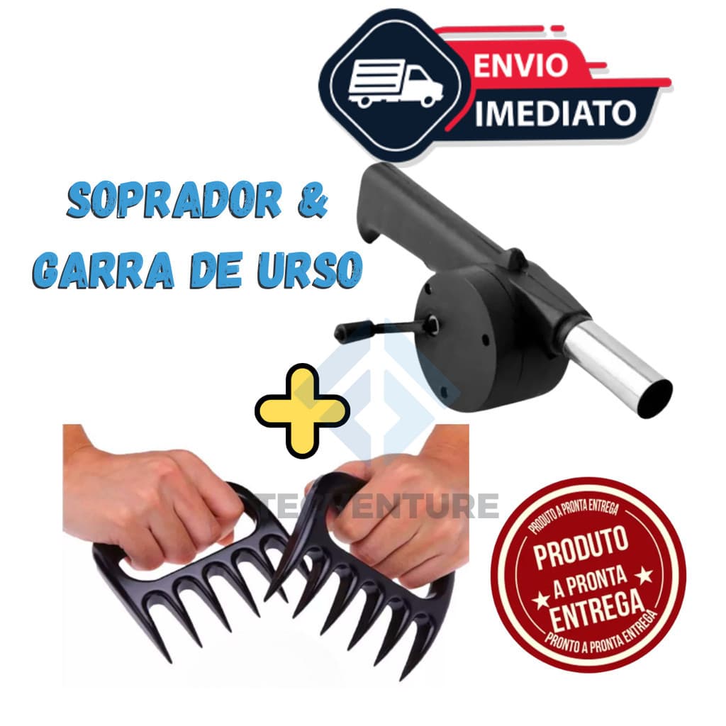 Kit Churrasco: Garra de Urso + Soprador de Brasa – Praticidade e Potência para seu Churrasco!