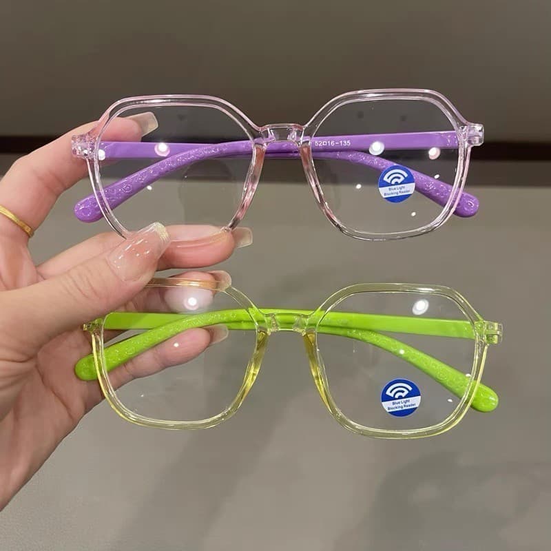 Versão Coreana Óculos Anti Radiação Armação Crianças Luz Azul Proteção Olhos Computador Quadrados Para Polígono Doce Cor