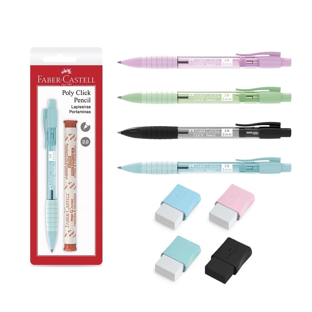 Kit Lapiseira Poly Click Pencil 2.0mm Faber Castell