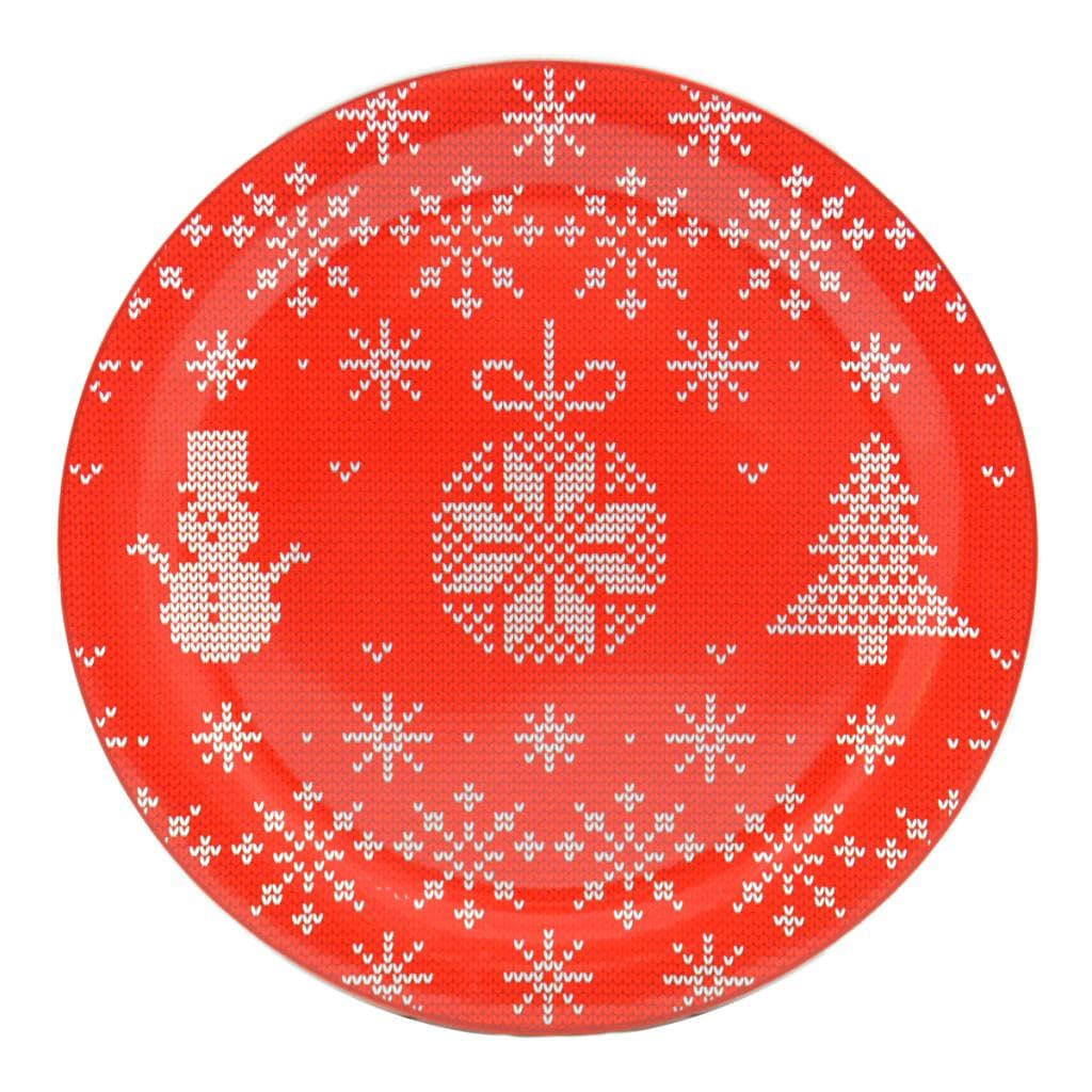 Prato de Vidro Vermelho para Bolo Especial de Natal