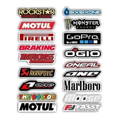 Cartela De Adesivos Motul Monster Rockstar Pireli Moto Carro