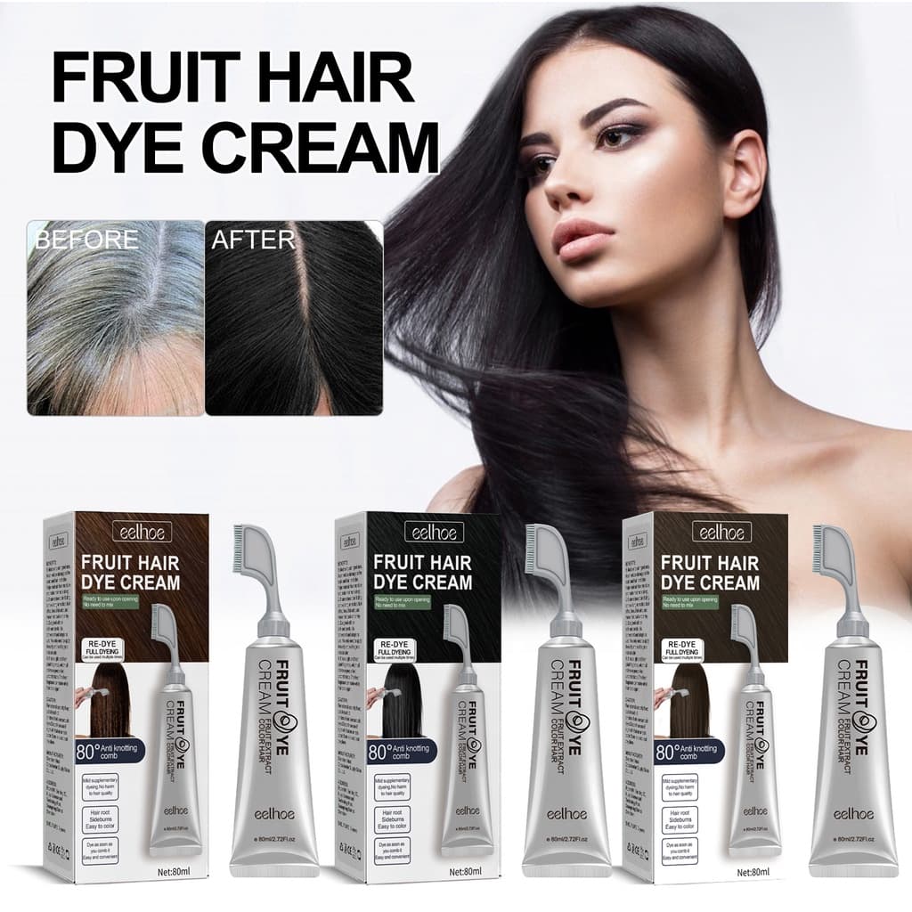 EELHOE Tintura De Cabelo Sem Oxigênio De Hidrogênio Não Precisa Ser Misturada Para Tingir Cabelos Brancos , Frutas Vegetais , Pente De Pretos , Uma Única Dose É Fácil De Desbotar