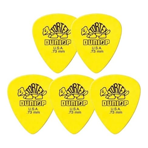 5 Palhetas Dunlop Tortex Guitarra Violão Amarelo 0.73
