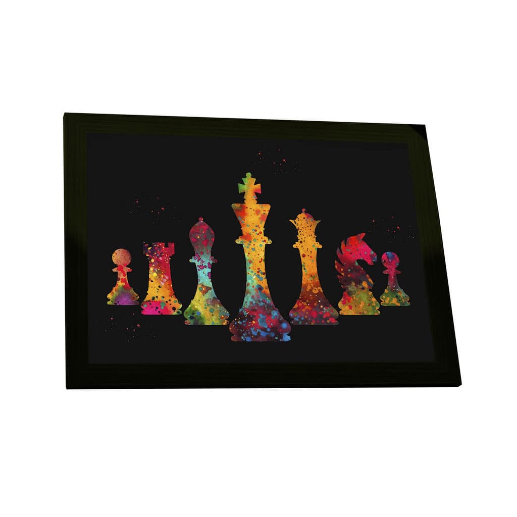 Quadro Decorativo Jogo Xadrez Peças Tabuleiro Colorido