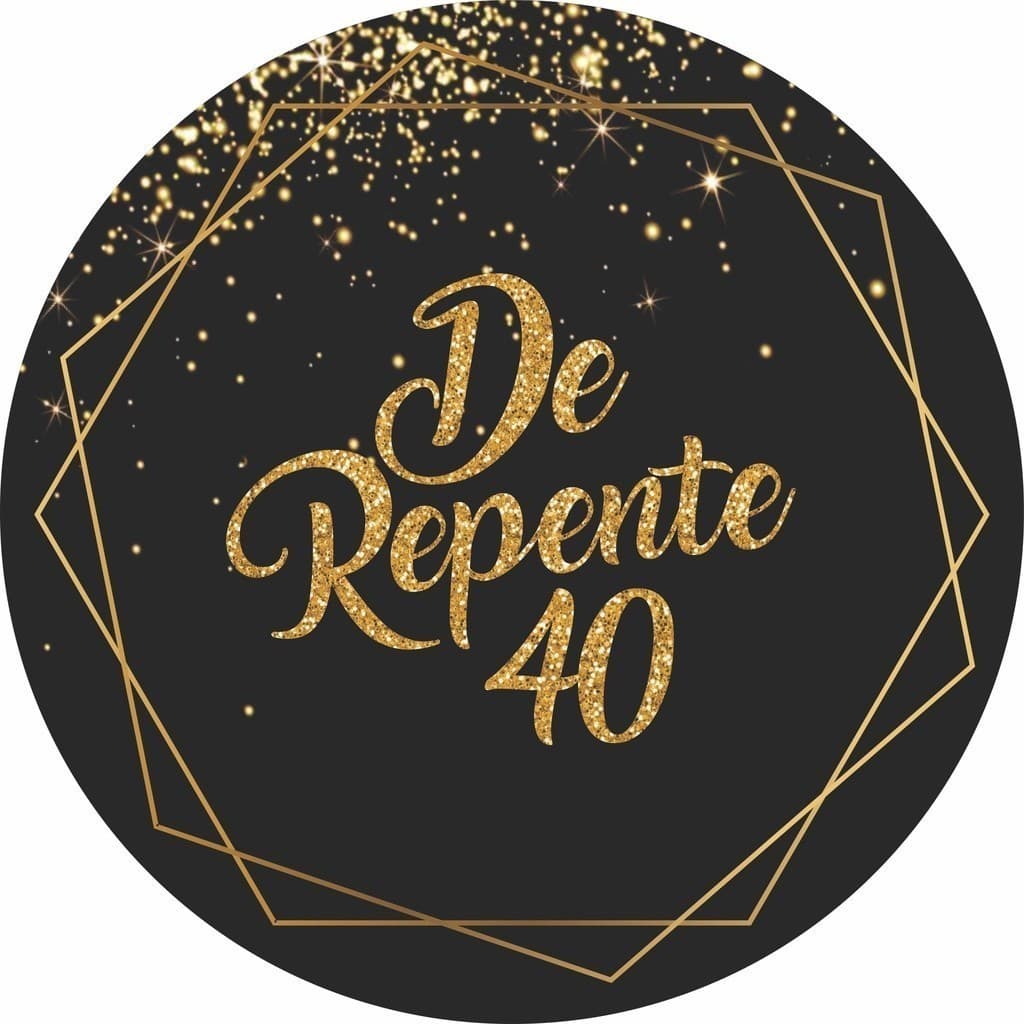 painel festa decoracao redondo de repente 40 anos dourado 50 x 50