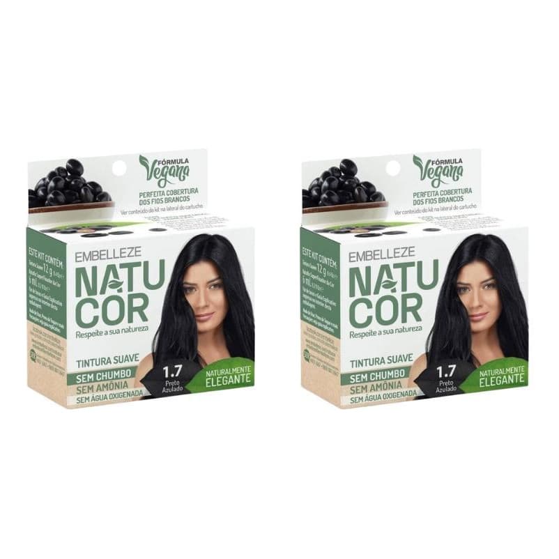 Natucor  Coloraçao natucor 1.7 preto azulado-kit c/2un tom preto