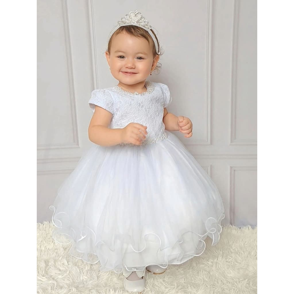 Vestido Pérola na Gola Branco de Luxo - P.M.G.GG
