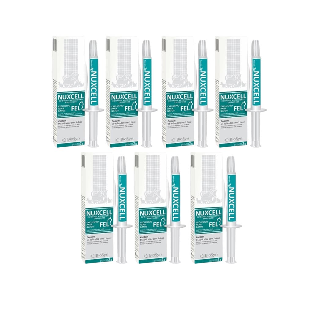 Kit 7 Nuxcell Fel Imunidade Suplemento Vitamínico Biosyn 2g