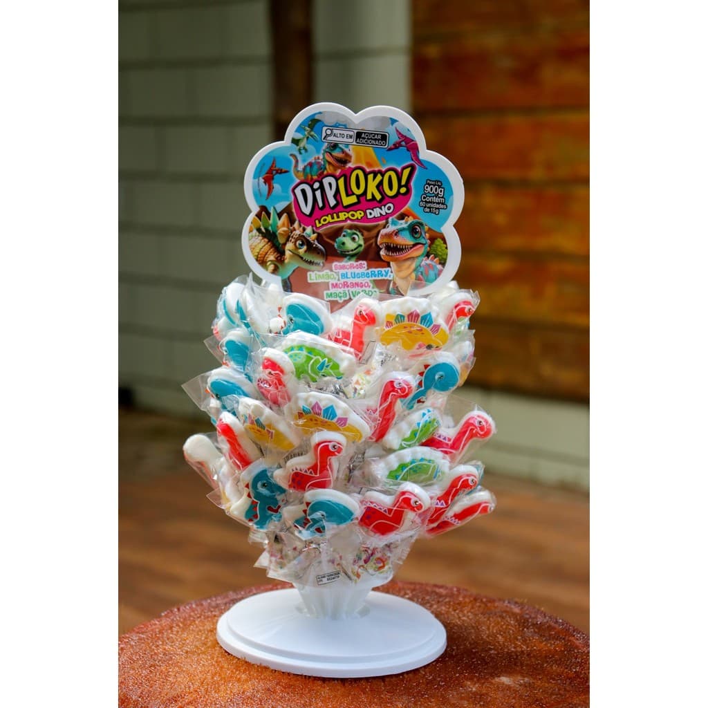 DIP LOKO LOLLIPOP DINO COM 60 UNIDADES DE 15G