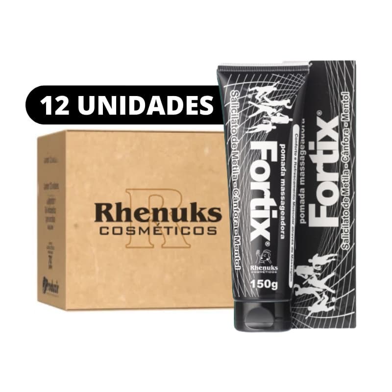 Kit C/ 12 Pomada Massageadora Preta Fortix 150g Rhenuks
