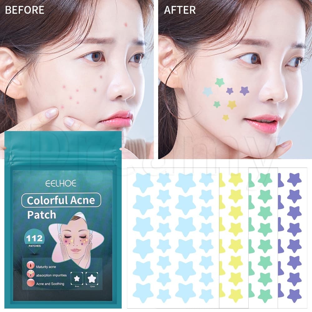 112 Unidades De Adesivos De Reparo De Cuidados Com A Pele De Beleza Muscular De Acne/Remendo Em Formato De Mini Estrela/