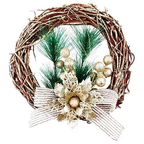 Guirlanda Decorada Enfeite De Natal Para Porta Golden