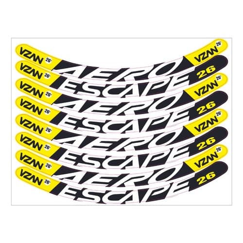 Adesivo De Roda Aero Escape 26 Para Bike Cartela 16 tiras Amarelo e preto